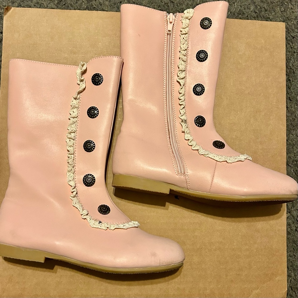 Charming Pink Ruffle Kids Boots